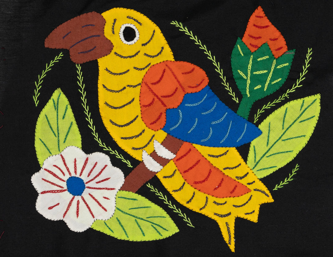 Yellow Orange and Blue Bird with Flower Molita