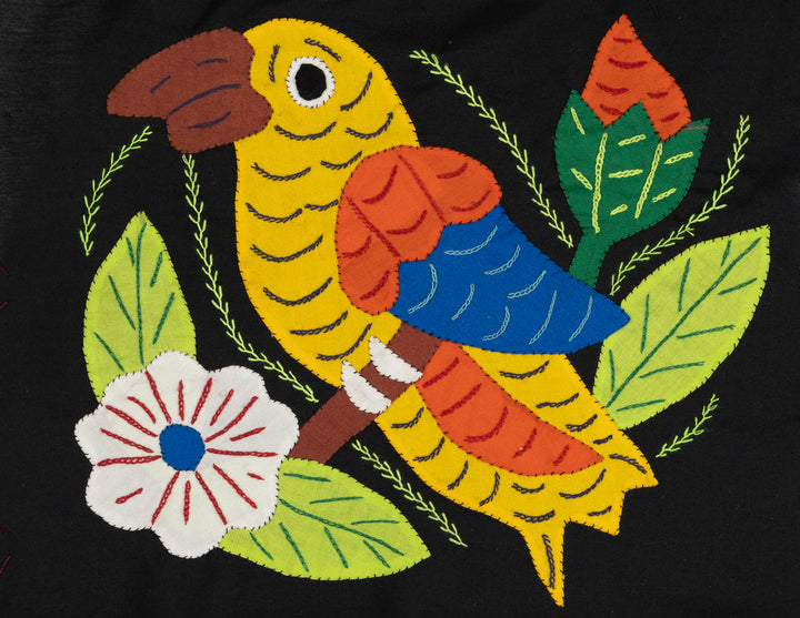 Yellow Orange and Blue Bird with Flower Molita