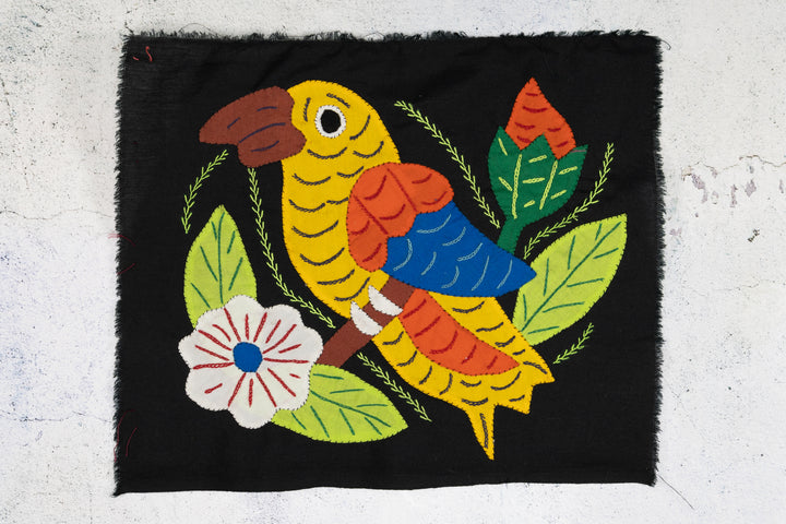 Yellow Orange and Blue Bird with Flower Molita
