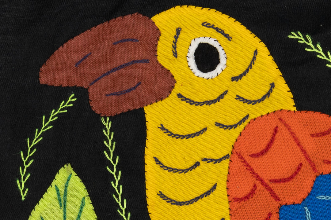 Yellow Orange and Blue Bird with Flower Molita