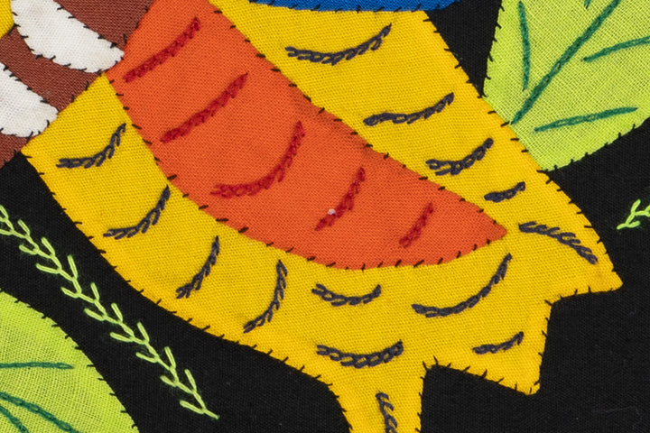 Yellow Orange and Blue Bird with Flower Molita