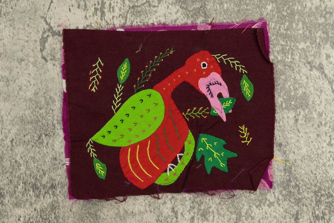 Bird Molita, Wall Decor, Panama Mola, Nature Tapestry, Handmade Textile, Small Wall Hanging, Tropical Wall Art