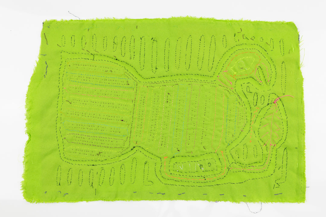 Kuna Indian Hand Sewn Green Hen Mola Panama