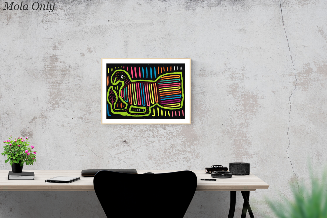 Kuna Indian Hand Sewn Green Hen Mola Panama