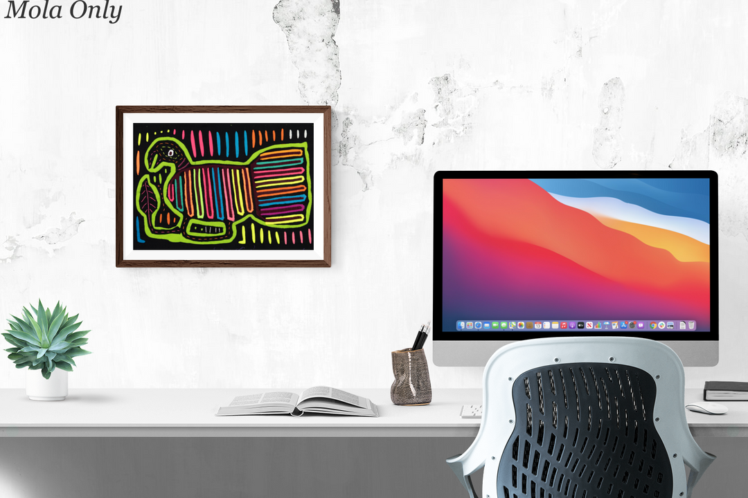 Kuna Indian Hand Sewn Green Hen Mola Panama