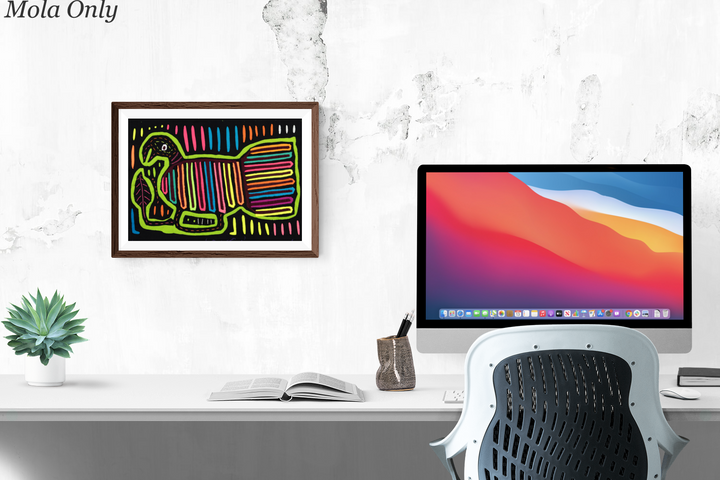 Kuna Indian Hand Sewn Green Hen Mola Panama