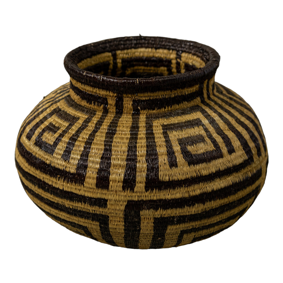 Black And Brown Greek Key Rainforest Basket