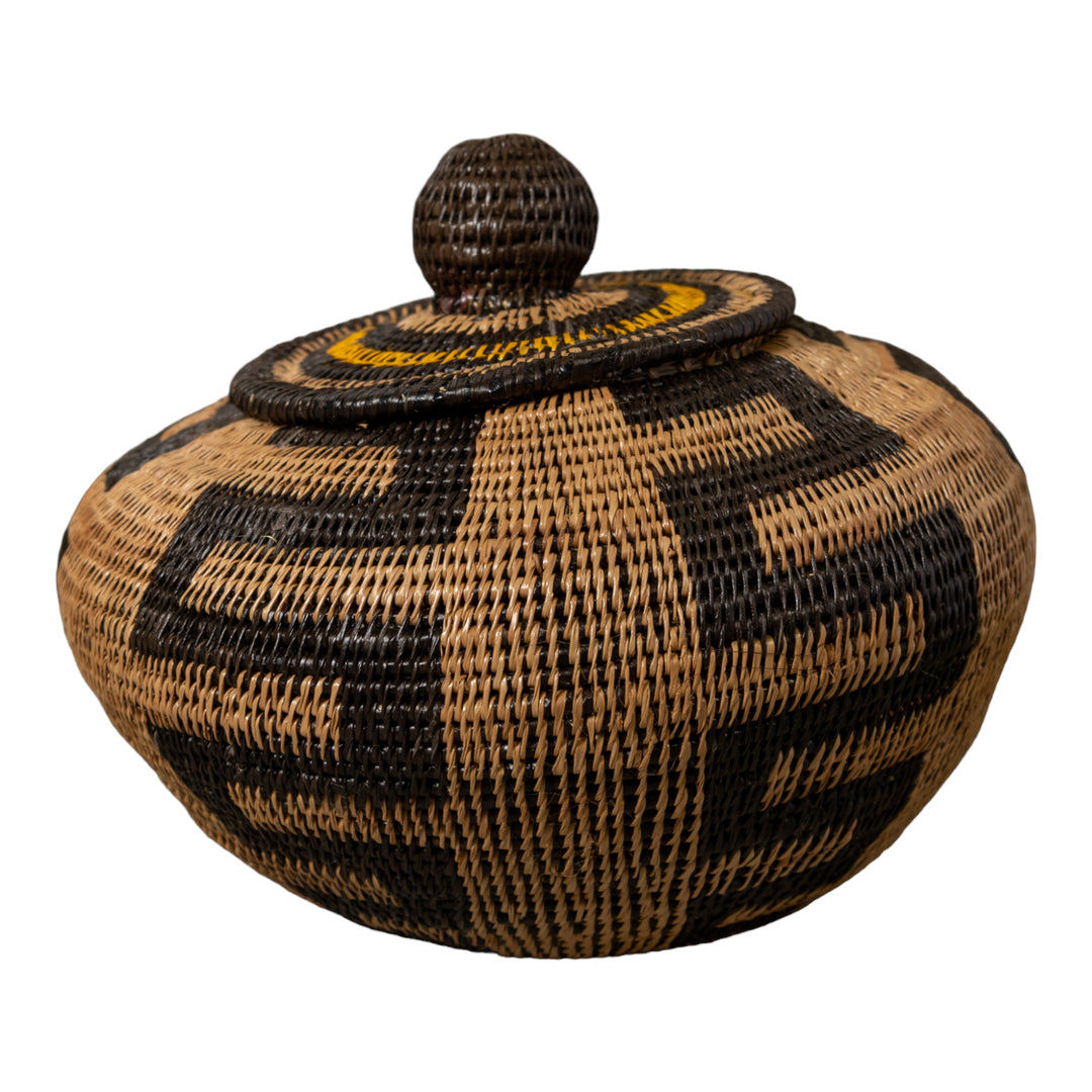 Black And Brown Snake Rainforest Basket With Top