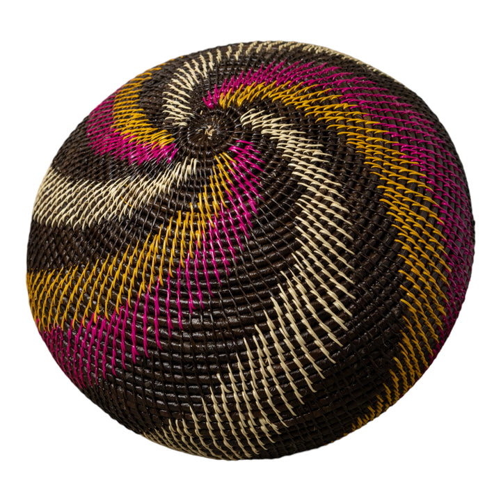 Black White Gold And Purple Spiral Rainforest Basket With Top