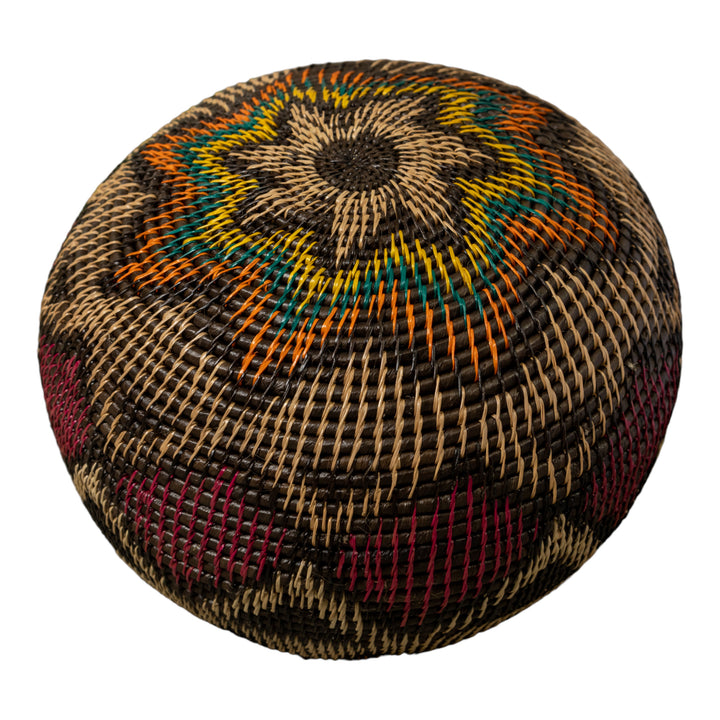 Multi-Color Southwest Design Rainforest Basket With Top