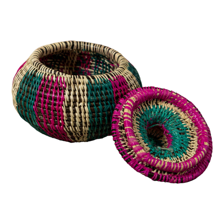 Pink Green And White Jungle Rainforest Basket With Top