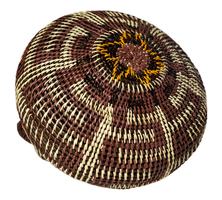 Brown And White Greek Key Woven Basket