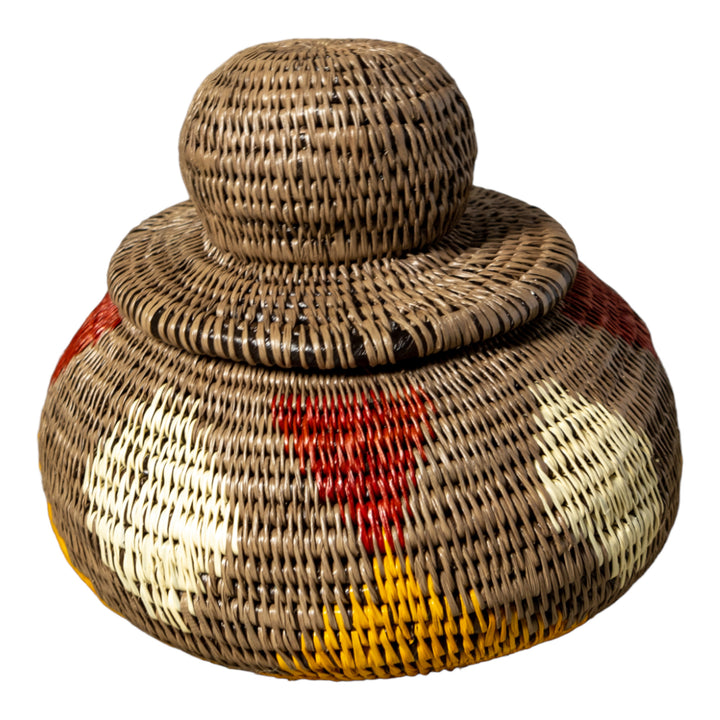 Brown Rainforest Impressions Woven Basket With Top