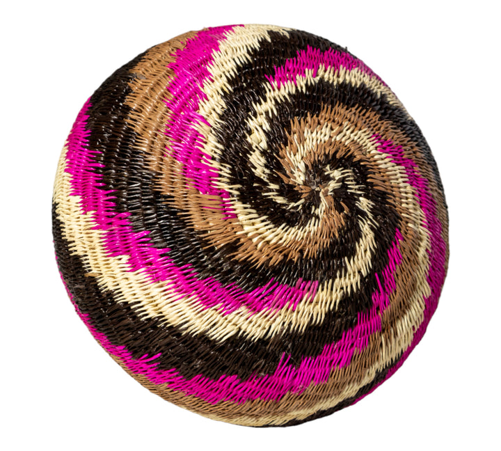 Pink Black And White Spiral Woven Basket
