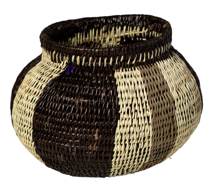 Black White And Green Woven Basket