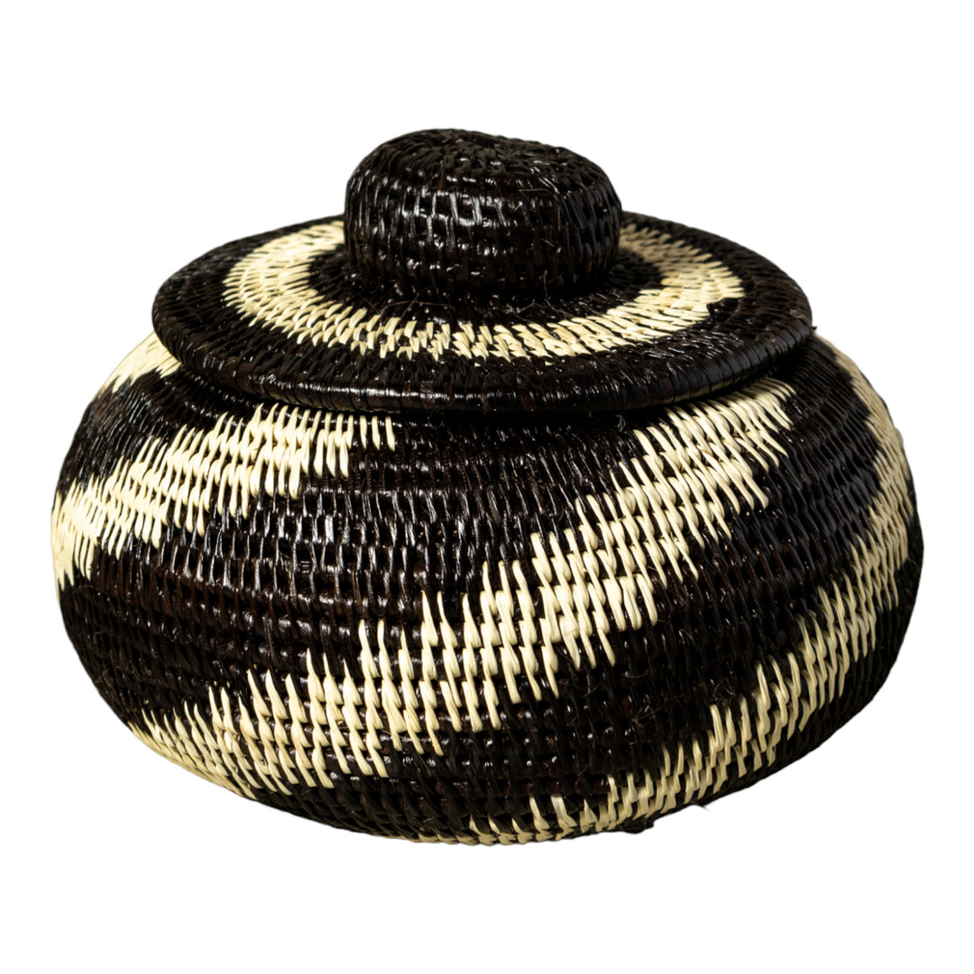 Night Swirl Woven Basket With Top