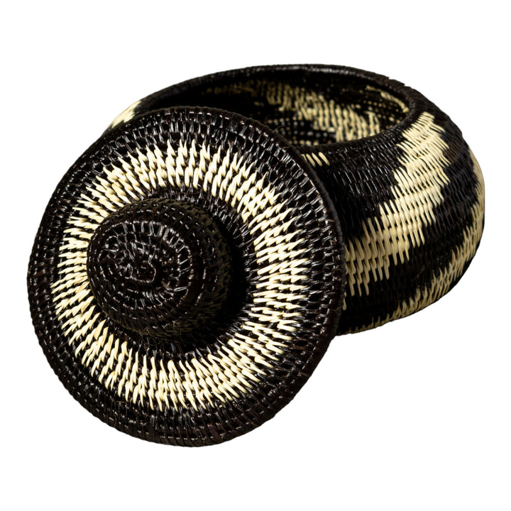 Night Swirl Woven Basket With Top