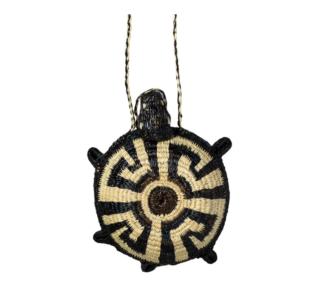 Black And White Turtle Purse Woven Basket