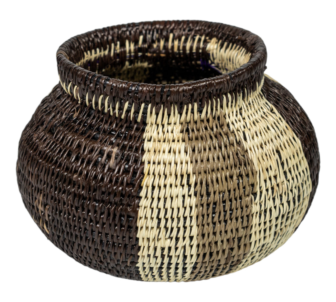 Black White And Green Woven Basket