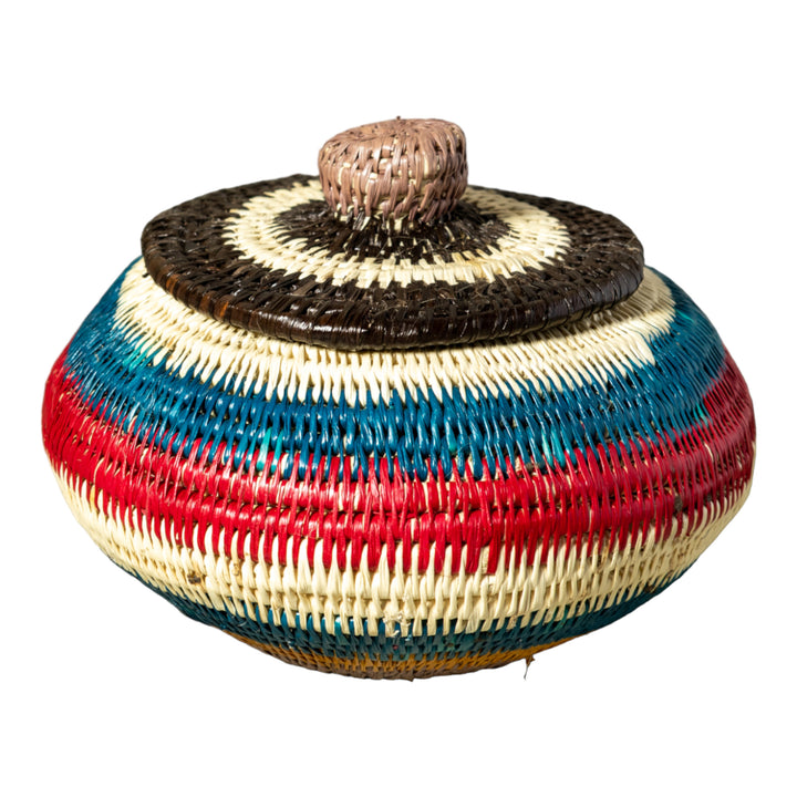 Rainbow Colors Woven Basket With Top