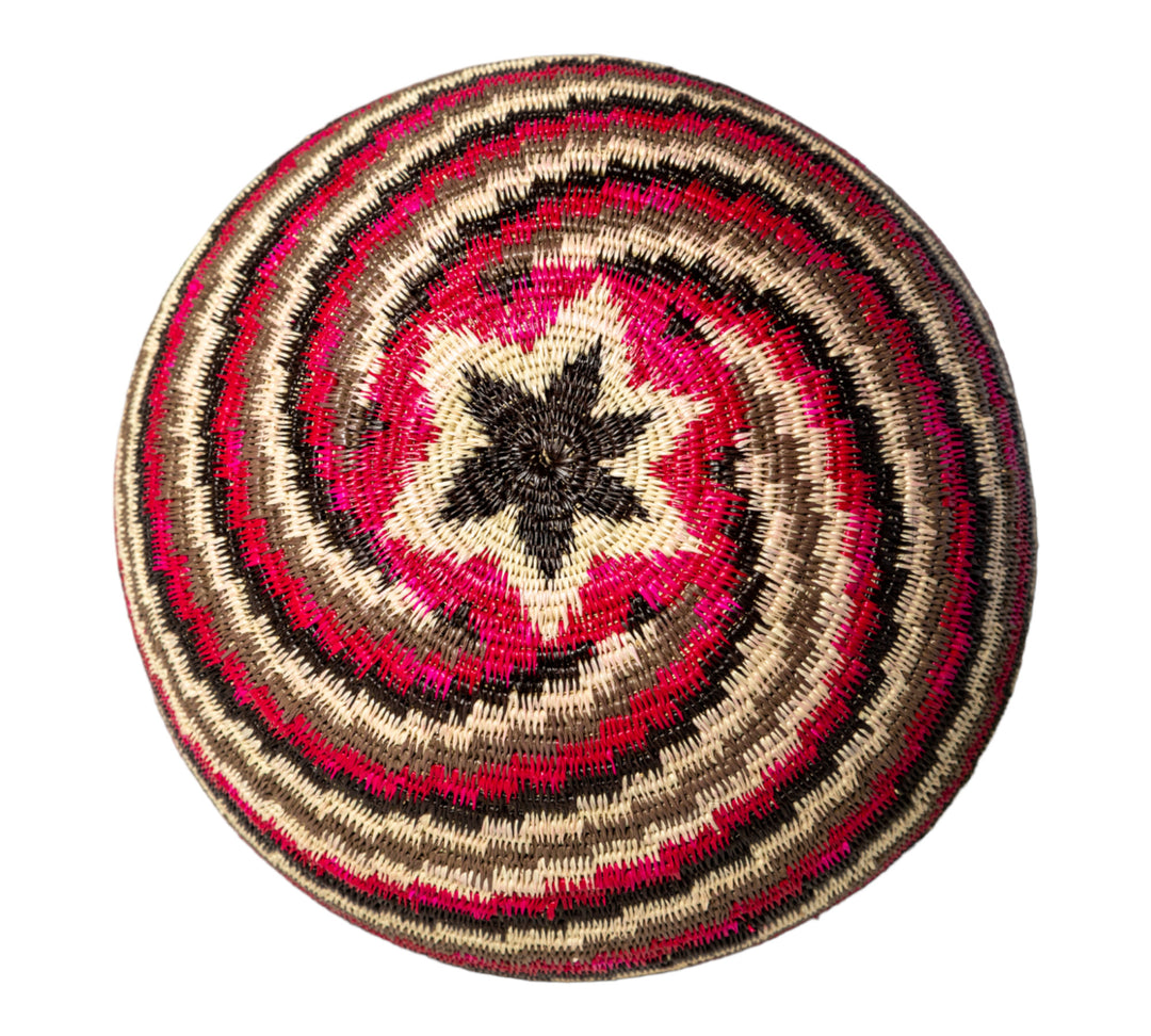 Red Black White Spiral Woven Basket