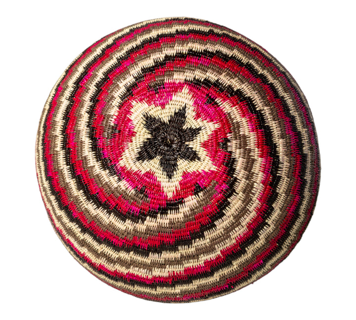 Red Black White Spiral Woven Basket