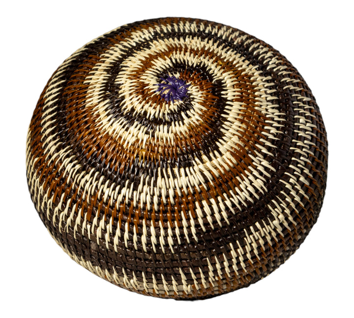 Brown And White Spiral Woven Basket