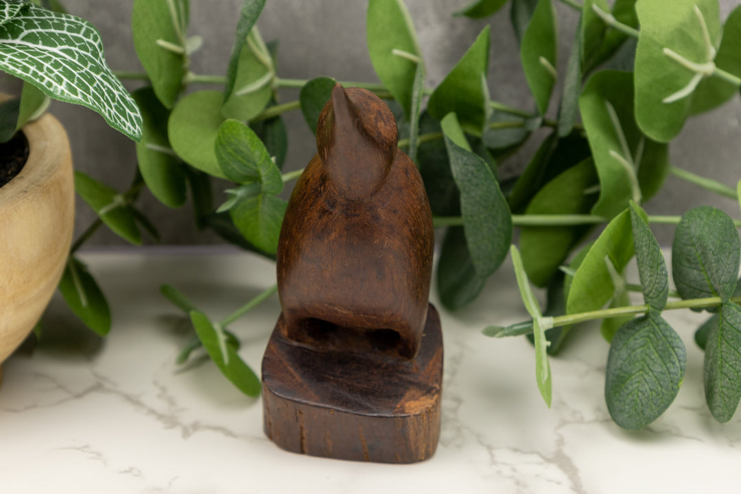 Jungle Fly Catcher Figurine, Wood Carving