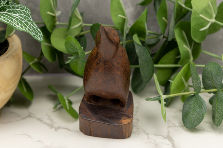 Jungle Fly Catcher Figurine, Wood Carving