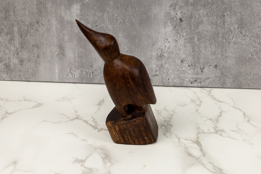 Jungle Fly Catcher Figurine, Wood Carving