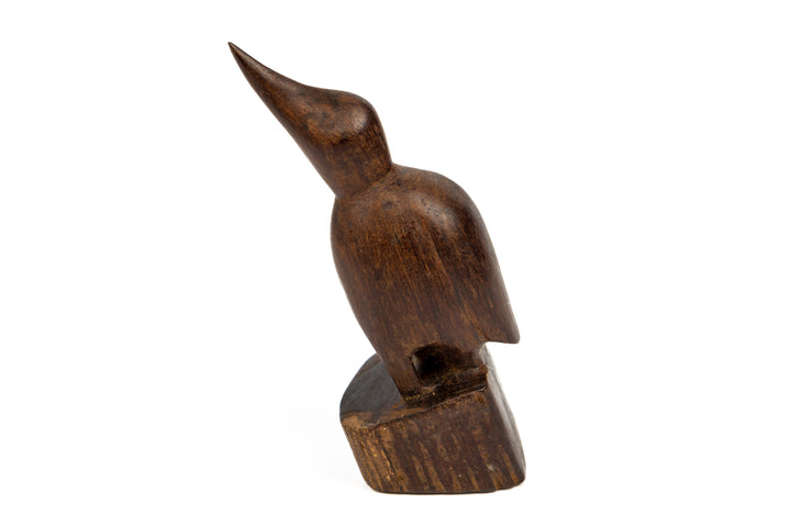 Jungle Fly Catcher Figurine, Wood Carving