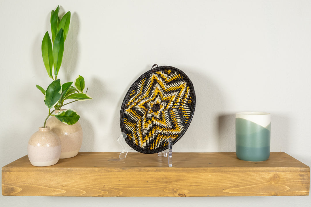 Galaxy Gold Black And White Bursting Star Basket Plate