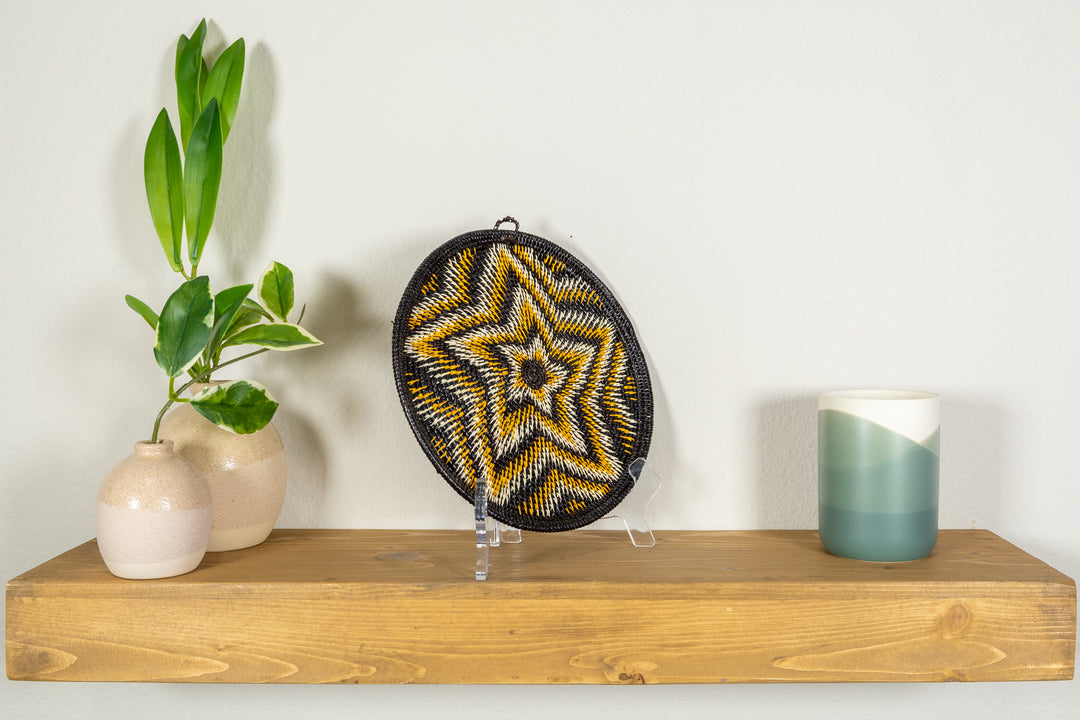 Galaxy Gold Black And White Bursting Star Basket Plate