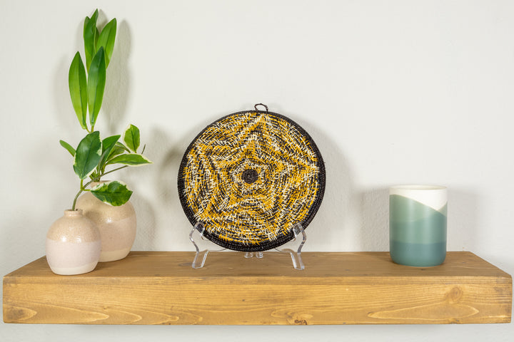 Galaxy Gold Black And White Bursting Star Basket Plate