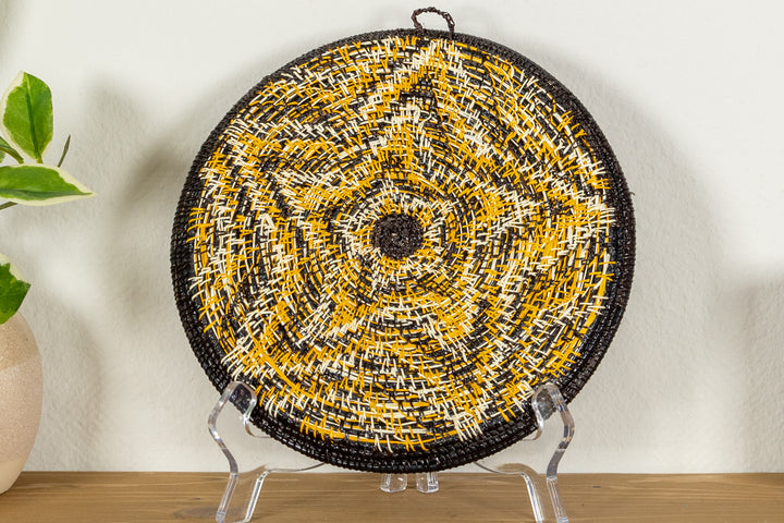 Galaxy Gold Black And White Bursting Star Basket Plate