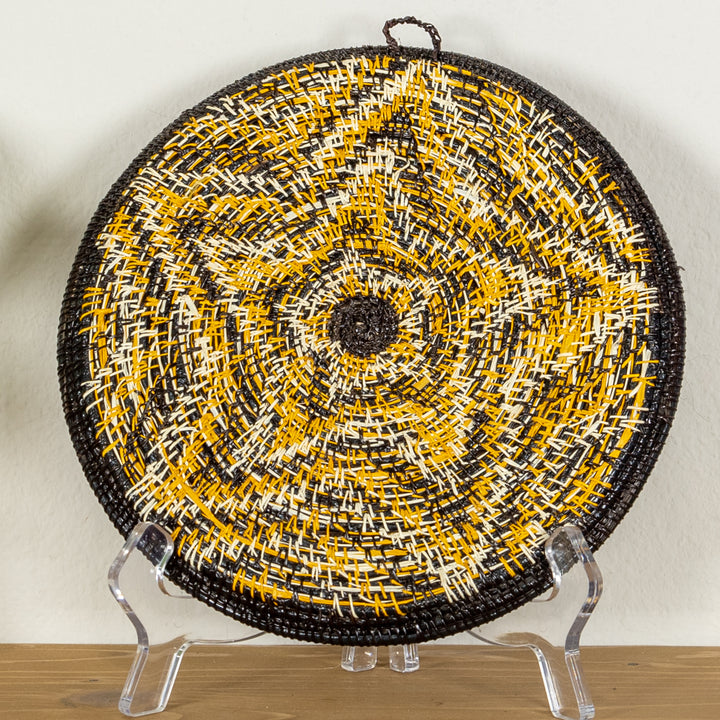 Galaxy Gold Black And White Bursting Star Basket Plate