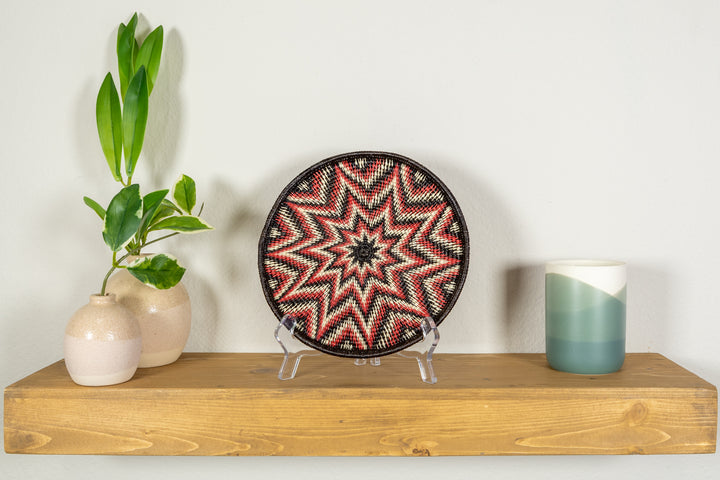 Galaxy Red Black And White Bursting Star Basket Plate