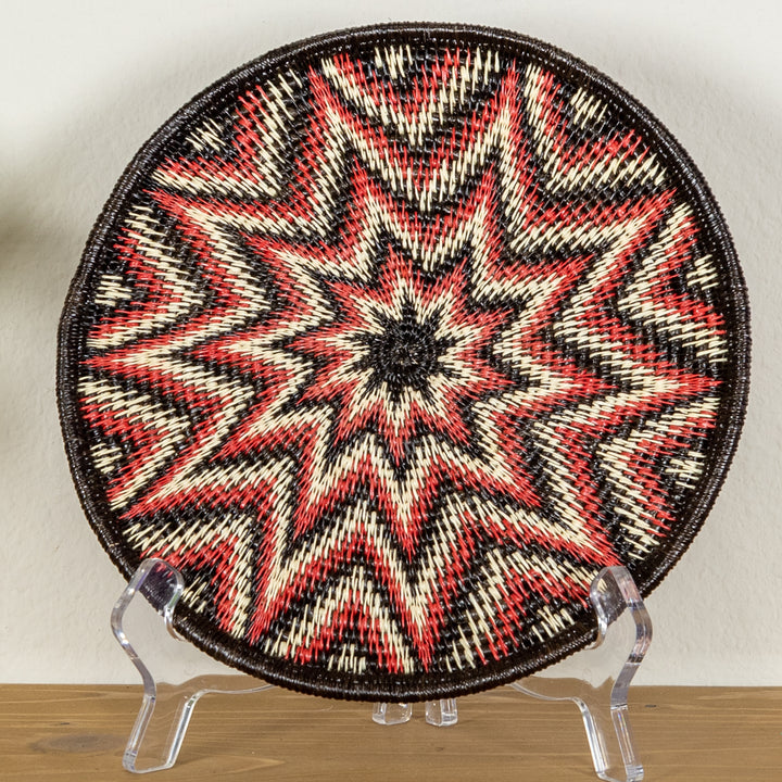 Galaxy Red Black And White Bursting Star Basket Plate