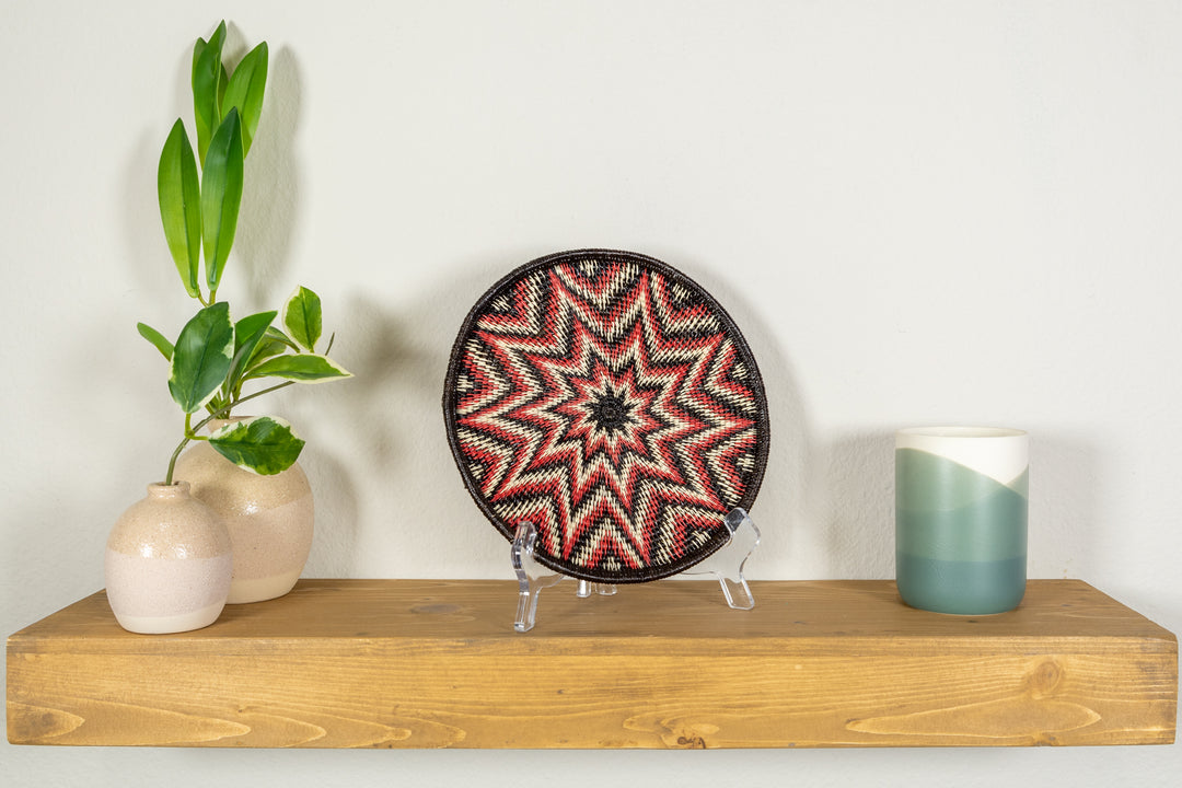Galaxy Red Black And White Bursting Star Basket Plate