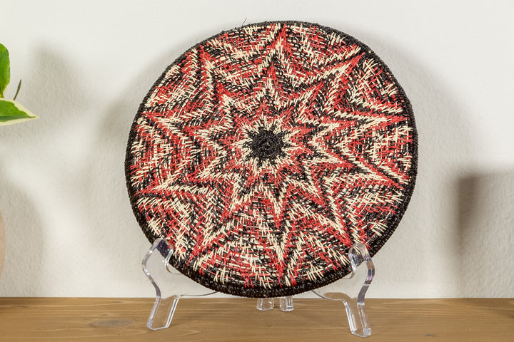 Galaxy Red Black And White Bursting Star Basket Plate