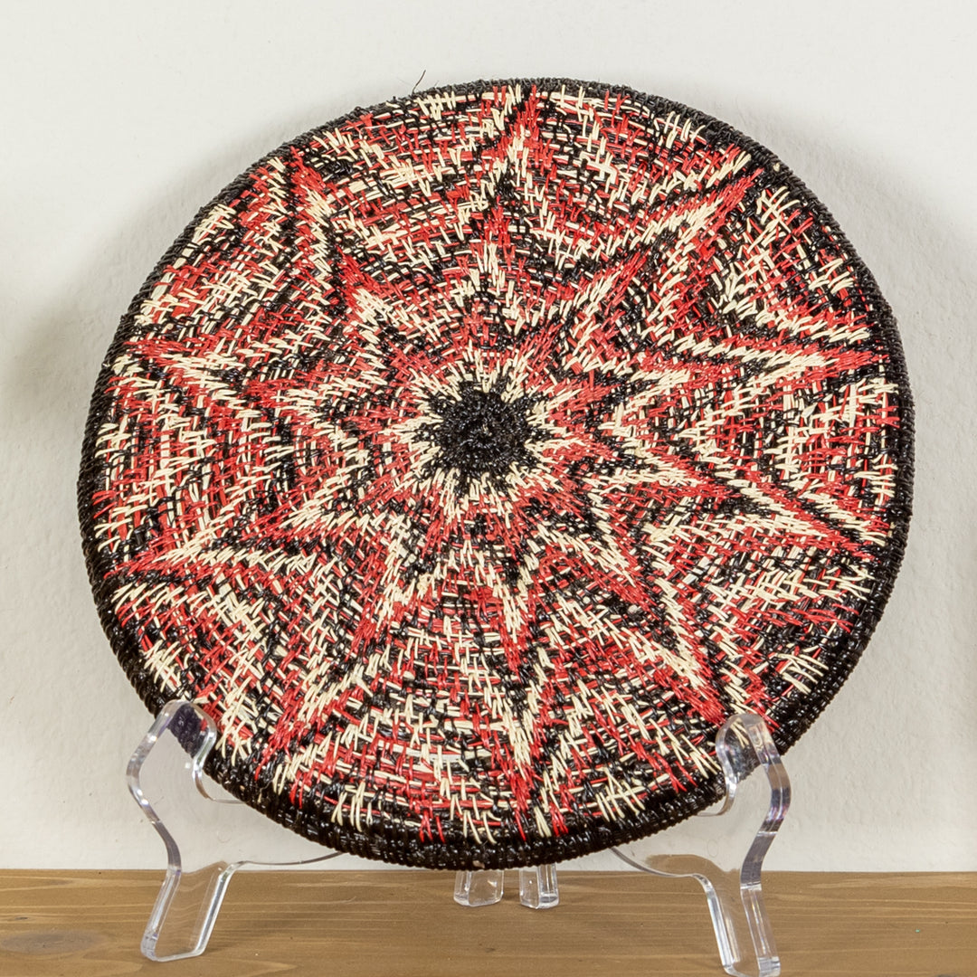 Galaxy Red Black And White Bursting Star Basket Plate