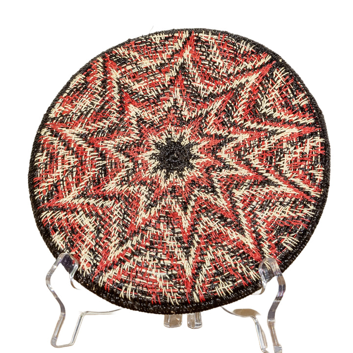 Galaxy Red Black And White Bursting Star Basket Plate
