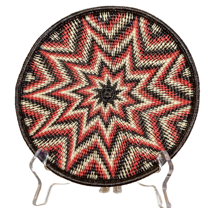 Galaxy Red Black And White Bursting Star Basket Plate