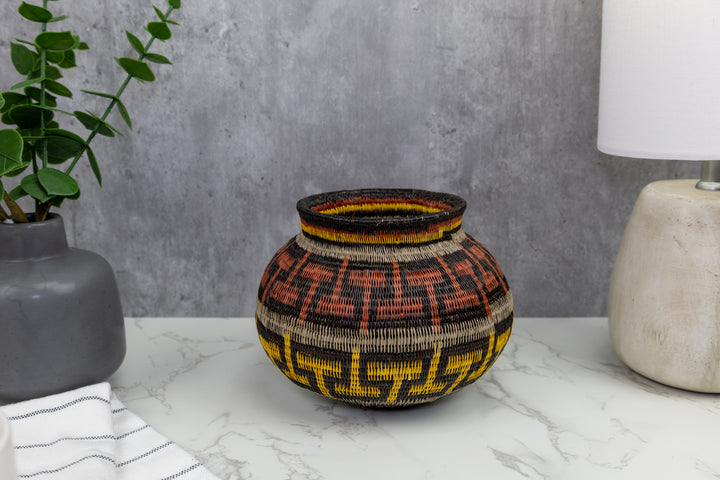 Black Brown and Gold Woven Basket