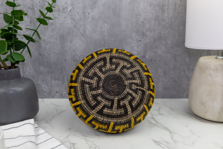 Black Brown and Gold Woven Basket