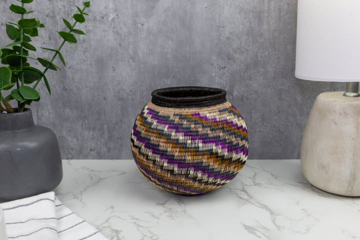 Black Brown And Purple Woven Basket