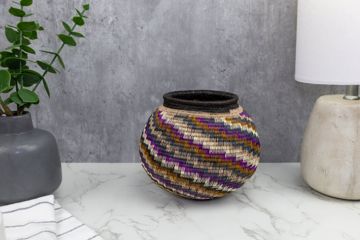 Black Brown And Purple Woven Basket