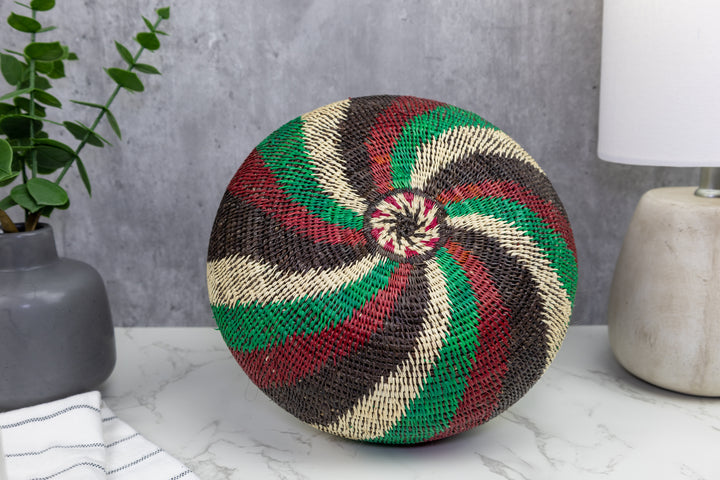 Black Red and Green Woven Basket