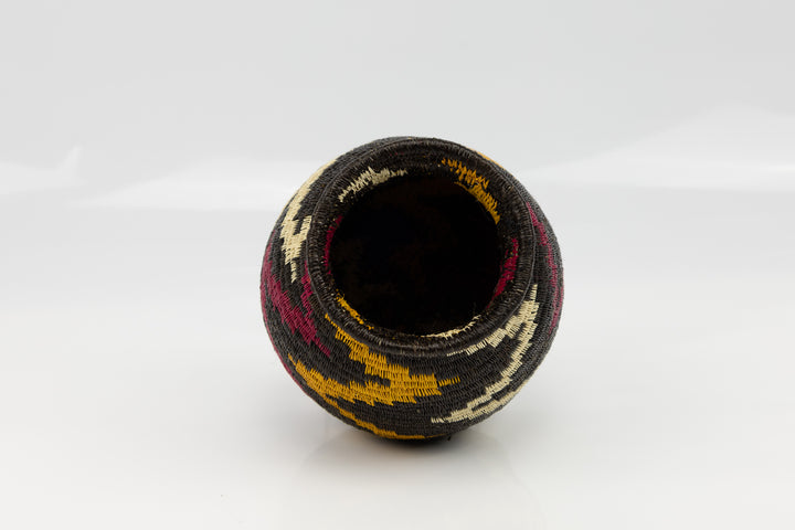 Black Burgundy and Gold Woven Basket