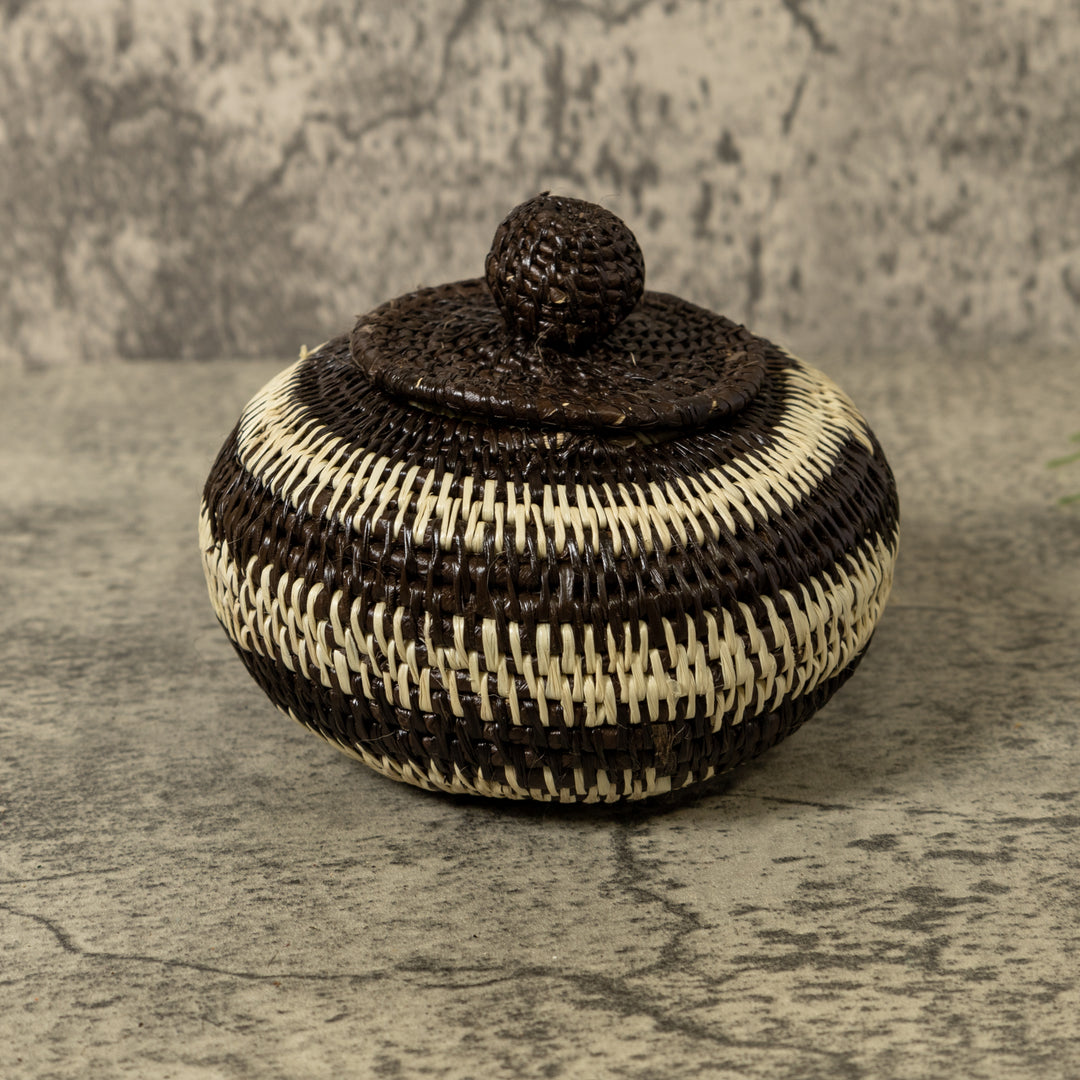 Black And White Jungle Rainforest Basket With Top